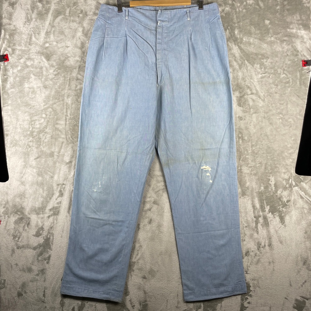 Vintage 1950s Levis Double Pleated Denim Chino Jeans Drop Loop Cotton Rockabilly
